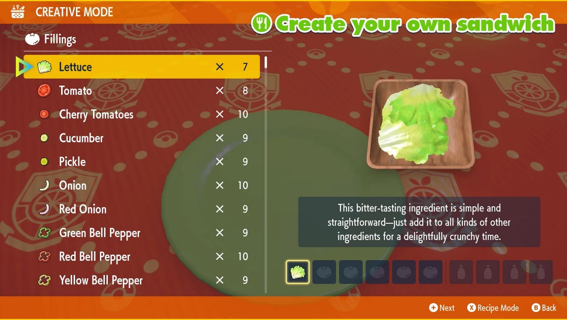 The menu you need to access to make Shiny Water Sandwich in Pokemon Scarlet and Violet (Image via The Pokemon Company)